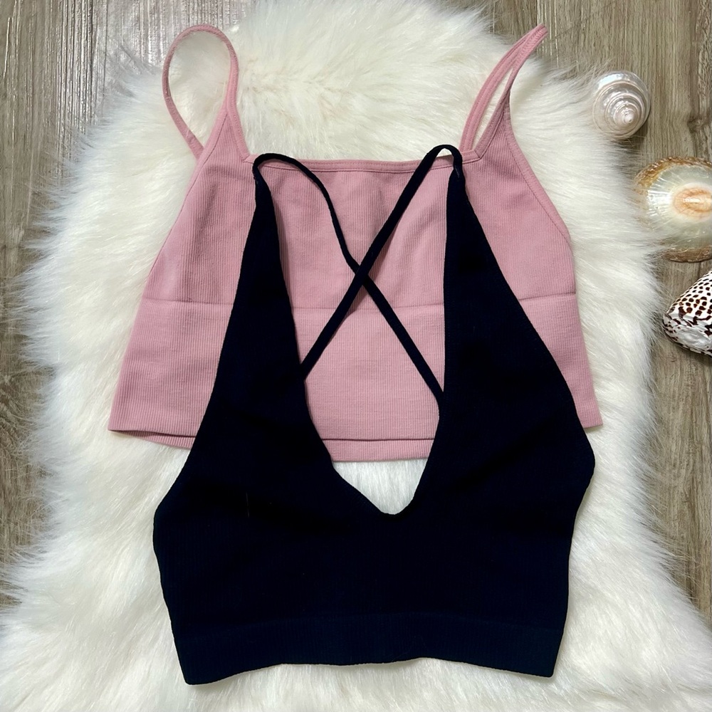 Free People Intimately bralette - set of 2 size M/L black pink